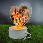 Gugan's Personalized Photo Heart Night Light, Couple Photo Lamp, Custom Acrylic Frame, Bedroom Decor, Custom Led Night Light, Gift for Her Him (Model 3)