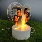 Gugan's Personalized Photo Heart Night Light, Couple Photo Lamp, Custom Acrylic Frame, Bedroom Decor, Custom Led Night Light, Gift for Her Him (Model 2)