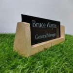 Gugan's Acrylic Desk Name Plate - Personalised Desk Name Plate, Office Plaque, Custom Office Plate with Name and Position (Black)