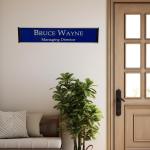 Gugan's Nameplate with Modern Aluminum Nameplate Holder for Wall or Door, Adhesive Backing Included (Blue, 30 x 06 cm)