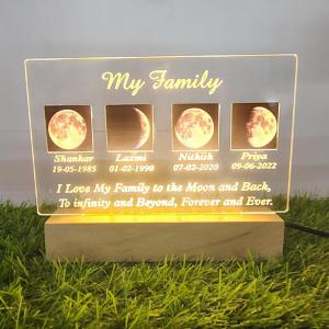 Gugan's Personalized Moon Phase Led Lamp for Couple - Couple Room Decor - Anniversary Gift - Valentine's Gift for Her, Him (Rectangle)