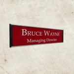 Gugan's Nameplate with Modern Aluminum Nameplate Holder for Wall or Door, Adhesive Backing Included (Red, 30 x 08 cm)