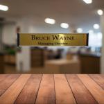 Gugan's Nameplate with Modern Aluminum Nameplate Holder for Wall or Door, Adhesive Backing Included (Gold, 30 x 06 cm)