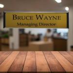 Gugan's Nameplate with Modern Aluminum Nameplate Holder for Wall or Door, Adhesive Backing Included (Gold, 30 x 08 cm)