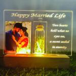 Gugan's Personalized Photo Lamp for Couple – Custom Acrylic LED Night Light with DIY Message Bottle | Marriage & Anniversary Gift | Romantic Décor | Write Your Own Message (Model 1)