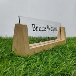 Gugan's Acrylic Desk Name Plate - Personalised Desk Name Plate, Office Plaque, Custom Office Plate with Name and Position (Transparent)