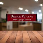 Gugan's Nameplate with Modern Aluminum Nameplate Holder for Wall or Door, Adhesive Backing Included (Red, 30 x 08 cm)