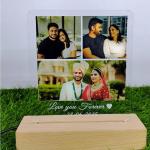 Gugan's Gifts Personalized Photo Lamp for Couples – Custom Acrylic LED Night Light with Photo, Name & Date, Gift for Anniversary, Wedding or Birthday (Model 3)
