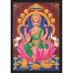 Lakshmi Devi Religious Photo Frame for Pooja | Mahalakshmi/Laxmi Idol Engineered Wood Photo Frame for Pooja Room | Wall Decor Hindu God Frame Best for Gifting (13x9 inches)