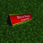 Gugan's Aluminum Desk Name Plate – Personalized Office Name Sign with Holder, Modern Desk Décor for Professionals, Boss, and Executives- Double side (12 x 3 Inches) (Red, Gold)