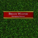 Gugan's Aluminum Desk Name Plate – Personalized Office Name Sign with Holder, Modern Desk Décor for Professionals, Boss, and Executives- Double side (12 x 3 Inches) (Red, Gold)