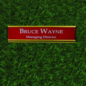 Gugan's Aluminum Desk Name Plate – Personalized Office Name Sign with Holder, Modern Desk Décor for Professionals, Boss, and Executives- Double side (12 x 3 Inches) (Red, Gold)