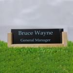 Gugan's Acrylic Desk Name Plate - Personalised Desk Name Plate, Office Plaque, Custom Office Plate with Name and Position (Black)