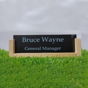 Gugan's Acrylic Desk Name Plate - Personalised Desk Name Plate, Office Plaque, Custom Office Plate with Name and Position (Black)