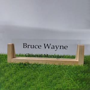 Gugan's Acrylic Desk Name Plate - Personalised Desk Name Plate, Office Plaque, Custom Office Plate with Name and Position (Transparent)