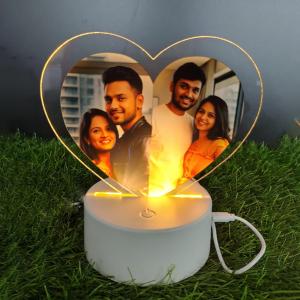Gugan's Personalized Photo Heart Night Light, Couple Photo Lamp, Custom Acrylic Frame, Bedroom Decor, Custom Led Night Light, Gift for Her Him (Model 2)