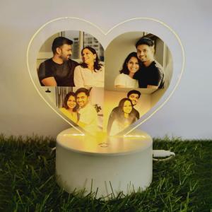 Gugan's Personalized Photo Heart Night Light, Couple Photo Lamp, Custom Acrylic Frame, Bedroom Decor, Custom Led Night Light, Gift for Her Him (Model 4)