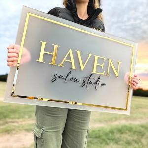 3D Acrylic Home | Business Sign | Custom Text Wall Signage | Rectangle Logo Sign | Hair Salon, Nail Studio, Aesthetics Clinic, Beauty Shop Signs