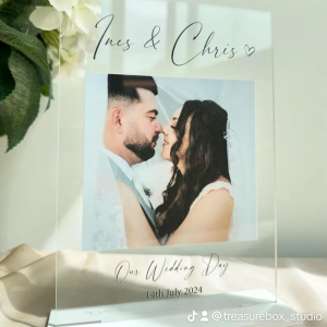 Personalized Acrylic Photo Frame, Custom Acrylic Photo Plaque Gift, Perspex Photograph Frame, Personalized Birthday Gift with Image (6x8 inches)