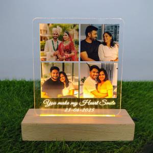 Gugan's Gifts Personalized Photo Lamp for Couples – Custom Acrylic LED Night Light with Photo, Name & Date, Gift for Anniversary, Wedding or Birthday (Model 4)