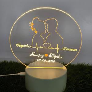 Gugan's Gifts Acrylic Personalized Illusion Photo Lamp – A Customizable lamp with Name, and Date, Perfect for Couples. (Model 10)