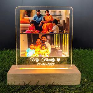 Gugan's Gifts Personalized Photo Lamp for Couples – Custom Acrylic LED Night Light with Photo, Name & Date, Gift for Anniversary, Wedding or Birthday (Model 2)