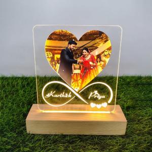 Gugan's Gifts Personalized Photo Lamp for Couples – Custom Acrylic LED Night Light with Photo, Name & Date, Gift for Anniversary, Wedding or Birthday (Model 5)