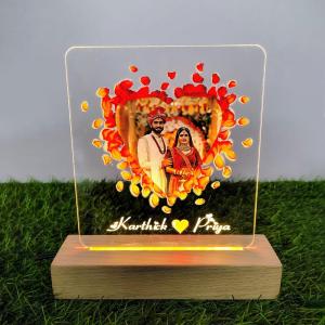 Gugan's Gifts Personalized Photo Lamp for Couples – Custom Acrylic LED Night Light with Photo, Name & Date, Gift for Anniversary, Wedding or Birthday (Model 6)