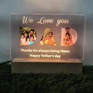 Gugan's Custom Father's Day Night Light – Personalized Photo Gift for Dad, Home Décor Keepsake, LED Lamp from Son or Daughter, Gift for Husband