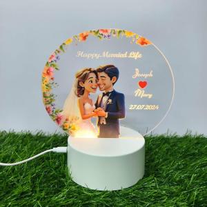 Gugan's Gifts Acrylic Personalized Illusion Photo Lamp – A Customizable lamp with Name, and Date, Perfect for Couples. (Model 1)