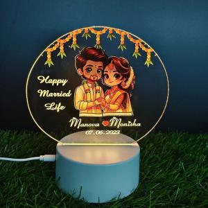 Gugan's Gifts Acrylic Personalized Illusion Photo Lamp – A Customizable lamp with Name, and Date, Perfect for Couples. (Model 8)