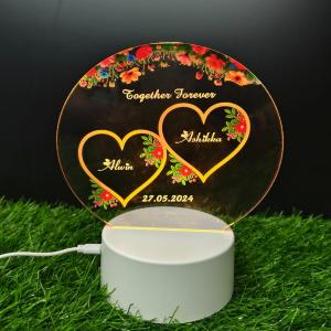Gugan's Gifts Acrylic Personalized Illusion Photo Lamp – A Customizable lamp with Name, and Date, Perfect for Couples. (Model 4)