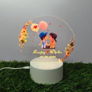Gugan's Gifts Acrylic Personalized Illusion Photo Lamp – A Customizable lamp with Name, and Date, Perfect for Couples. (Model 6)