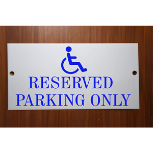 Milk White Acrylic With Vinyl| Parking Signs with Self Adhesive Signboard Signage for Office, Hospitals, Colleges, Supermarket | (12 X 6 Inches) (Handicap Sign Reserved Parking Only)