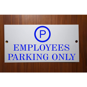 Milk White Acrylic With Vinyl| Parking Signs with Self Adhesive Signboard Signage for Office, Hospitals, Colleges, Supermarket | (12 X 6 Inches) (Employees Parking Only)