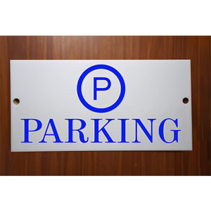 Milk White Acrylic With Vinyl| Parking Signs with Self Adhesive Signboard Signage for Office, Hospitals, Colleges, Supermarket | (12 X 6 Inches) (Parking)