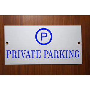 Milk White Acrylic With Vinyl| Parking Signs with Self Adhesive Signboard Signage for Office, Hospitals, Colleges, Supermarket | (12 X 6 Inches) (Private Parking)