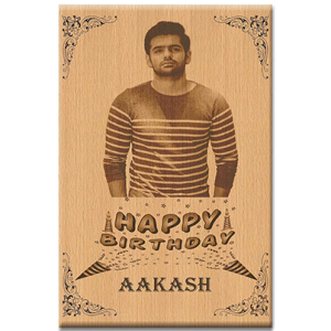 Gifts Personalized Engraved Rectangular Wooden Photo Frame Happy Birthday Gift for Boyfriend | Husband | Brother (8 x 12 Inches)
