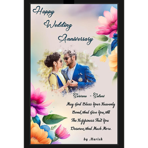 Personalized Wedding Anniversary Engineered Wood Photo Frame With Message For Wall Decoration | 12x18 Inch | Best Gift For Couple, Husband, Wife For Wedding, Anniversary Gift (Design-2)