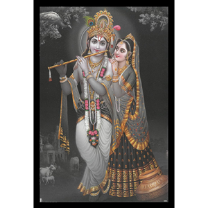 Lord Krishna Radha Religious Engineered Wood Multicolor Photo Frame | Size - 13x19 Inch | Radha Krishna Wall Mount Photo Frame For Worship, Pooja Room, Temple, House Warming Gift (Design-1)
