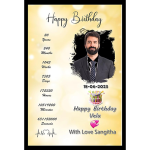 Customized Birthday Month Calendar OR Custom Message Engineered Wood Photo Frame (Gold, 12x8 Inch)| Personalised Wall Room and Home Decor Birthday Gift For Wife, Husband, Parents, Friend