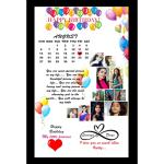 Customized Birthday Month Calendar OR Custom Message Engineered Wood Photo Frames (White, 12x8 Inch) | Personalised Wall Room and Home Decor Birthday Gift For Wife, Husband, Parents, Friend