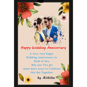 Personalized Wedding Anniversary Engineered Wood Photo Frame With Message For Wall Decoration 12x18 Inch | Best Gift For Couple, Husband, Wife For Wedding, Anniversary Gift (Design-1)