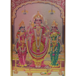 Lord Murugan/Kartikeya With Valli and Devasena Engineered Wood Photo Frames | Color - Gold (13x9 Inch)