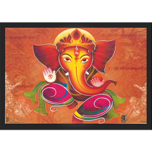 Lord Ganesh Ji Engineered Wood Photo Frame | Pooja Room, Temple/Mandir, Entry Door (13x9 Inch) | God Ganesha Wall Handing Frame for Home Decoration Gift | Ready to Hang Frame Decorative