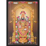 Lord Tirupati Balaji Engineered Wood Religious Photo Frame For Pooja | Color - Gold (13x9 inches) | Lord Venkateswara Swamy Wall Frame For Worship, Pooja Room, Mandir, Temple