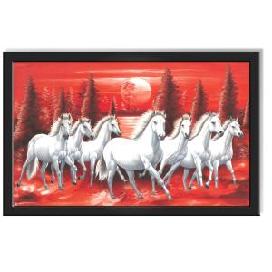 Running 7 Horses Photo Frame | Horses Vastu Sparkle | Ideal for Home Design, Wall Decor Engineered Wood For Living Room, Bedroom 13x19 Inches (3-711R- 7HOR)
