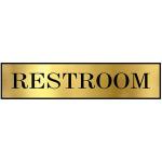 Sign Restroom Toilet Washroom ABS Plastic Self Adhesive Signboard Signage for Office, Hospitals, Colleges, Supermarket | Engraved Golden Acrylic Sheet (12 X 3 Inches) (Restroom) (Gold)