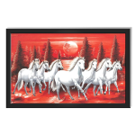 Running 7 Horses Photo Frame | Horses Vastu Sparkle | Ideal for Home Design, Wall Decor Engineered Wood For