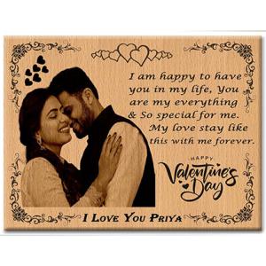 Customized Engraved Wooden Photo Frame Valentine Gift for Wife | Girlfriend |Husband (8 x 6 Inches)